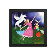 Girl White Horse Framed Poster