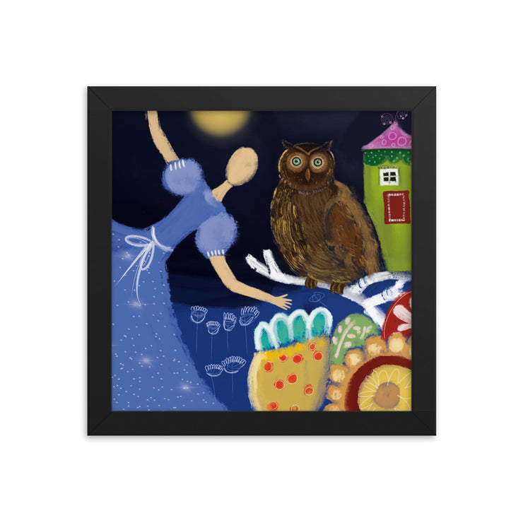 Girl and Owl Framed poster