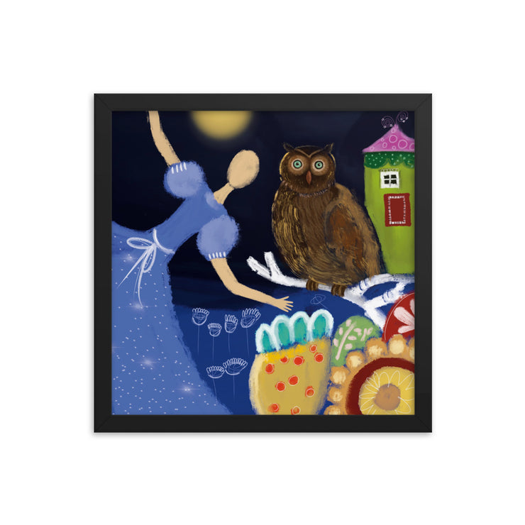 Girl and Owl Framed poster