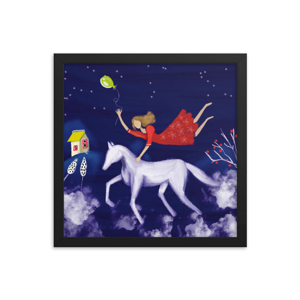 Horse and Girl Flying Framed poster