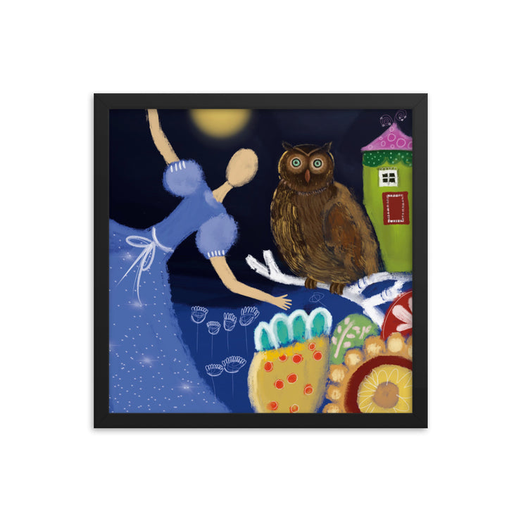 Girl and Owl Framed poster