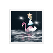 Girl Flamingo Framed Poster