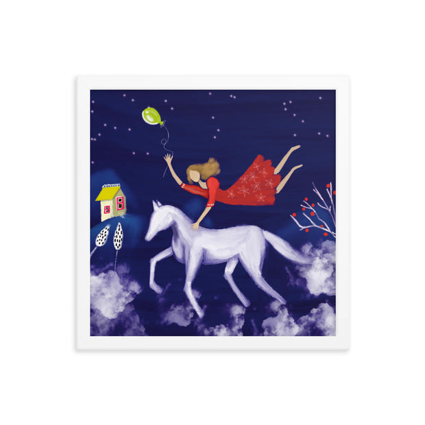 Horse and Girl Flying Framed poster