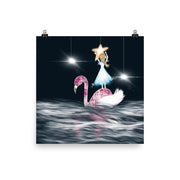 Girl Flamingo Poster