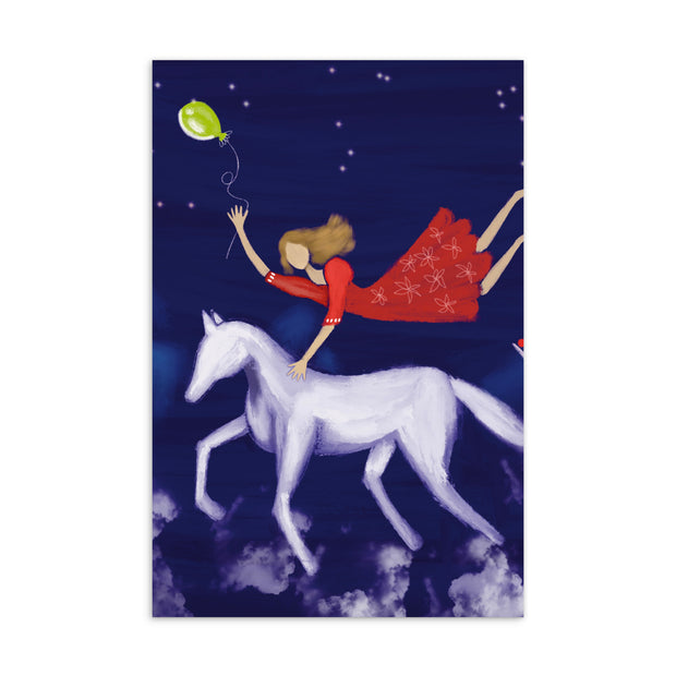 Horse and Girl Flying Standard Postcard